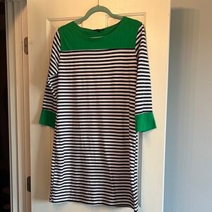 Navy and white Stripe and Green dress Size L